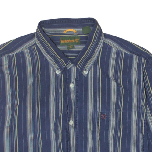 Timberland Men's Blue Striped Button-Up Long Sleeve Shirt L