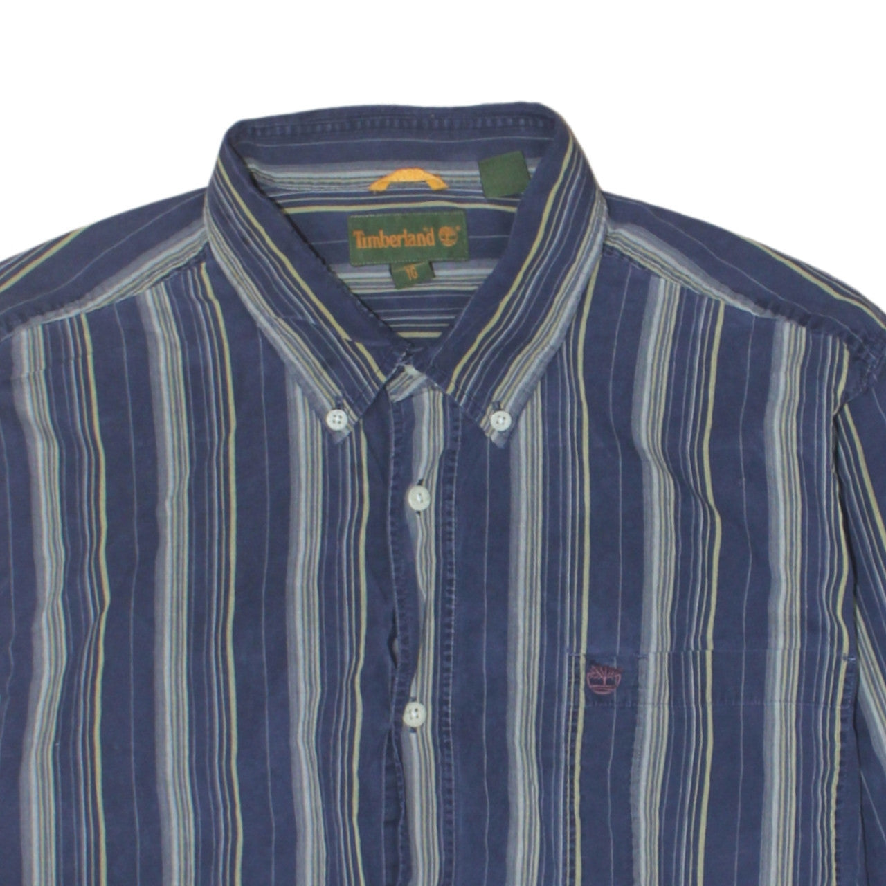 Timberland Men's Blue Striped Button-Up Long Sleeve Shirt L