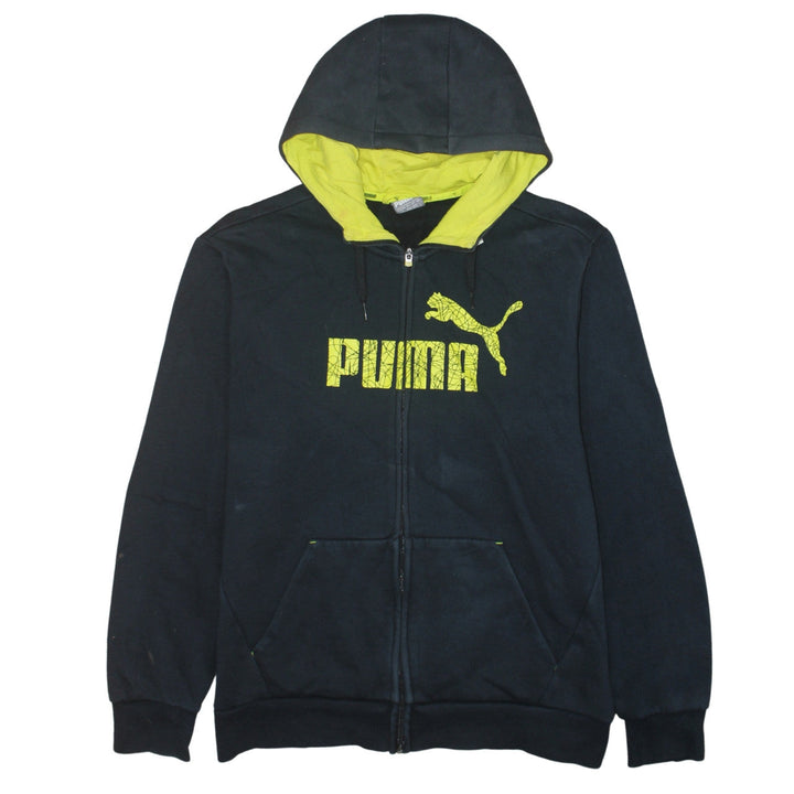 Puma Men's Black Full Zip Hoodie L Graphic Logo Sportswear