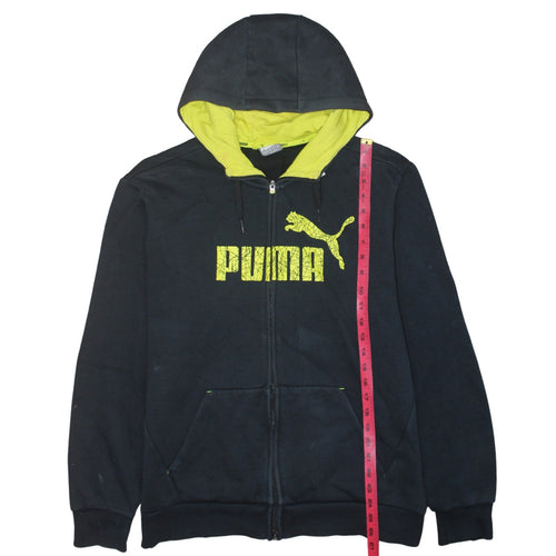 Puma Men's Black Full Zip Hoodie L Graphic Logo Sportswear