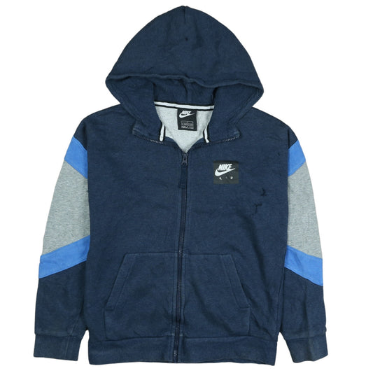 Nike Boys Blue Full Zip Hoodie Size 12-13 Years Logo Print Hooded Sweatshirt