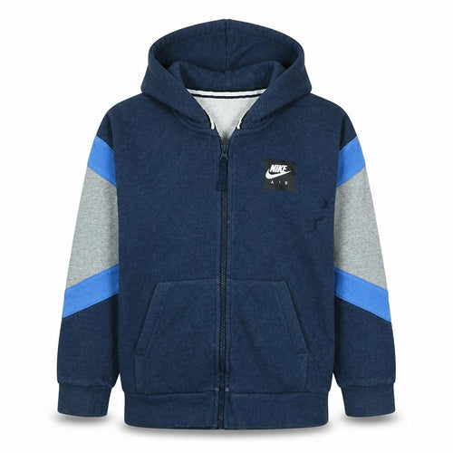 Nike Boys Blue Full Zip Hoodie Size 12-13 Years Logo Print Hooded Sweatshirt