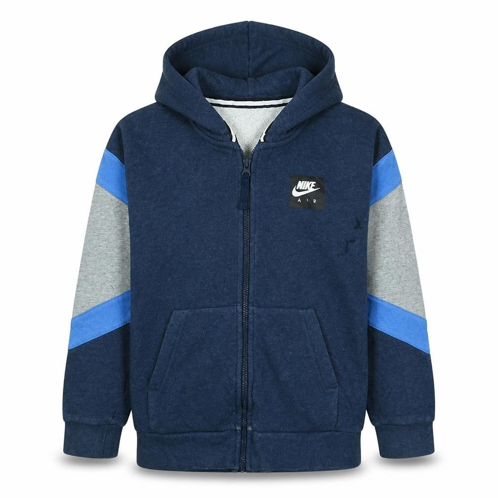 Nike Boys Blue Full Zip Hoodie Size 12-13 Years Logo Print Hooded Sweatshirt