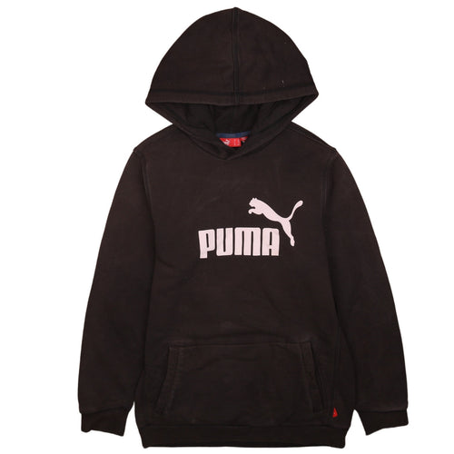 Puma Womens Black Pullover Hoodie Size 14 Logo Casual Sweatshirt
