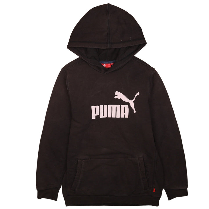 Puma Womens Black Pullover Hoodie Size 14 Logo Casual Sweatshirt