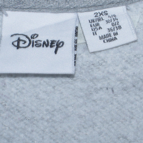 Disney Womens Grey Mickey & Minnie Sweatshirt 2XS Crew Neck Pullover