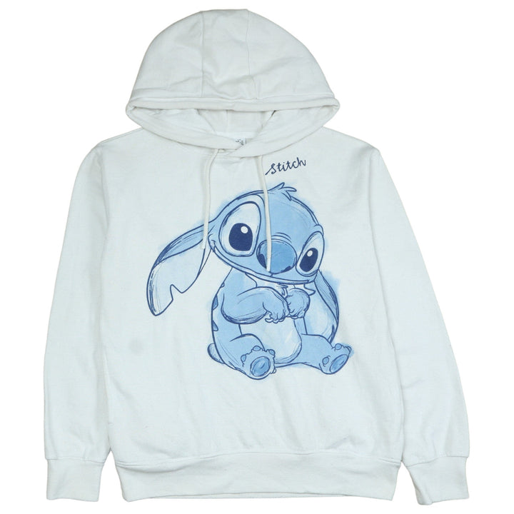 Disney Women’s White Stitch Hoodie 2XS Pullover Cotton Blend