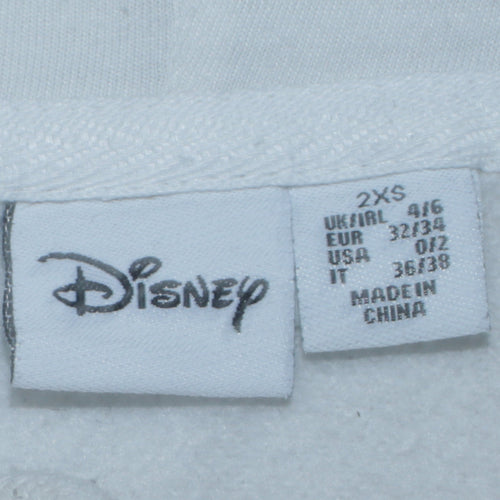 Disney Women’s White Stitch Hoodie 2XS Pullover Cotton Blend