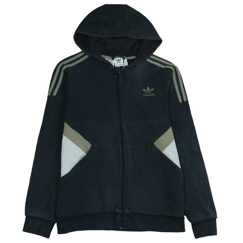 Adidas Boys Black Full Zip Hoodie XL 15-16 Years with Logo & Pockets