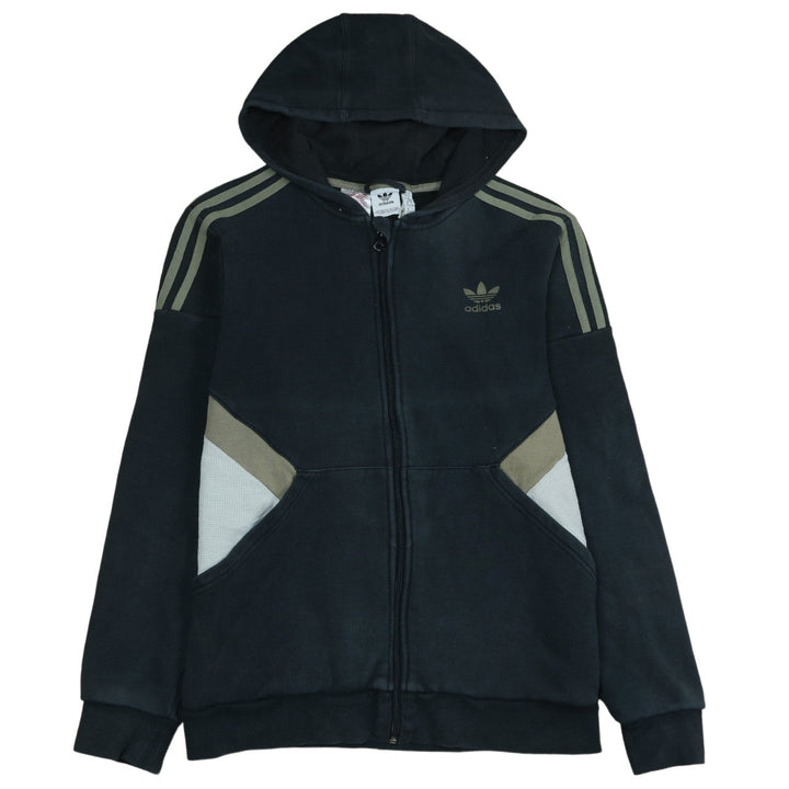 Adidas Boys Black Full Zip Hoodie XL 15-16 Years with Logo & Pockets