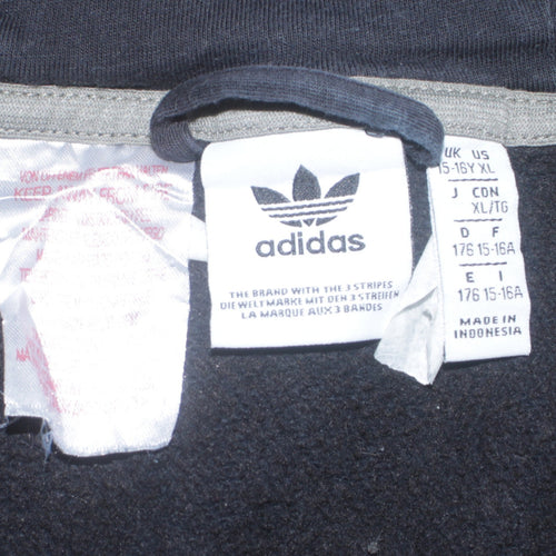 Adidas Boys Black Full Zip Hoodie XL 15-16 Years with Logo & Pockets