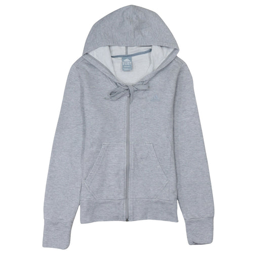 Adidas Women Grey Full Zip Hoodie Size 12 Essentials Cotton