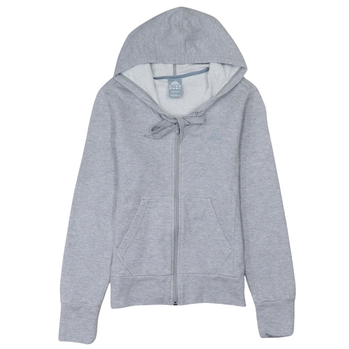 Adidas Women Grey Full Zip Hoodie Size 12 Essentials Cotton