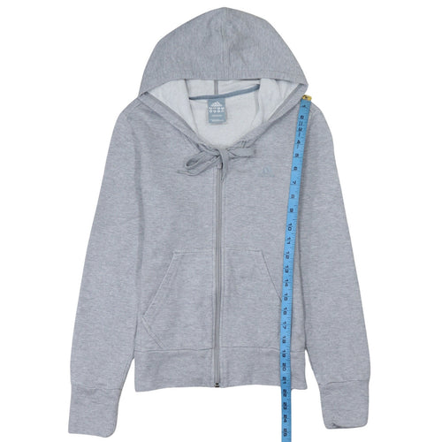 Adidas Women Grey Full Zip Hoodie Size 12 Essentials Cotton