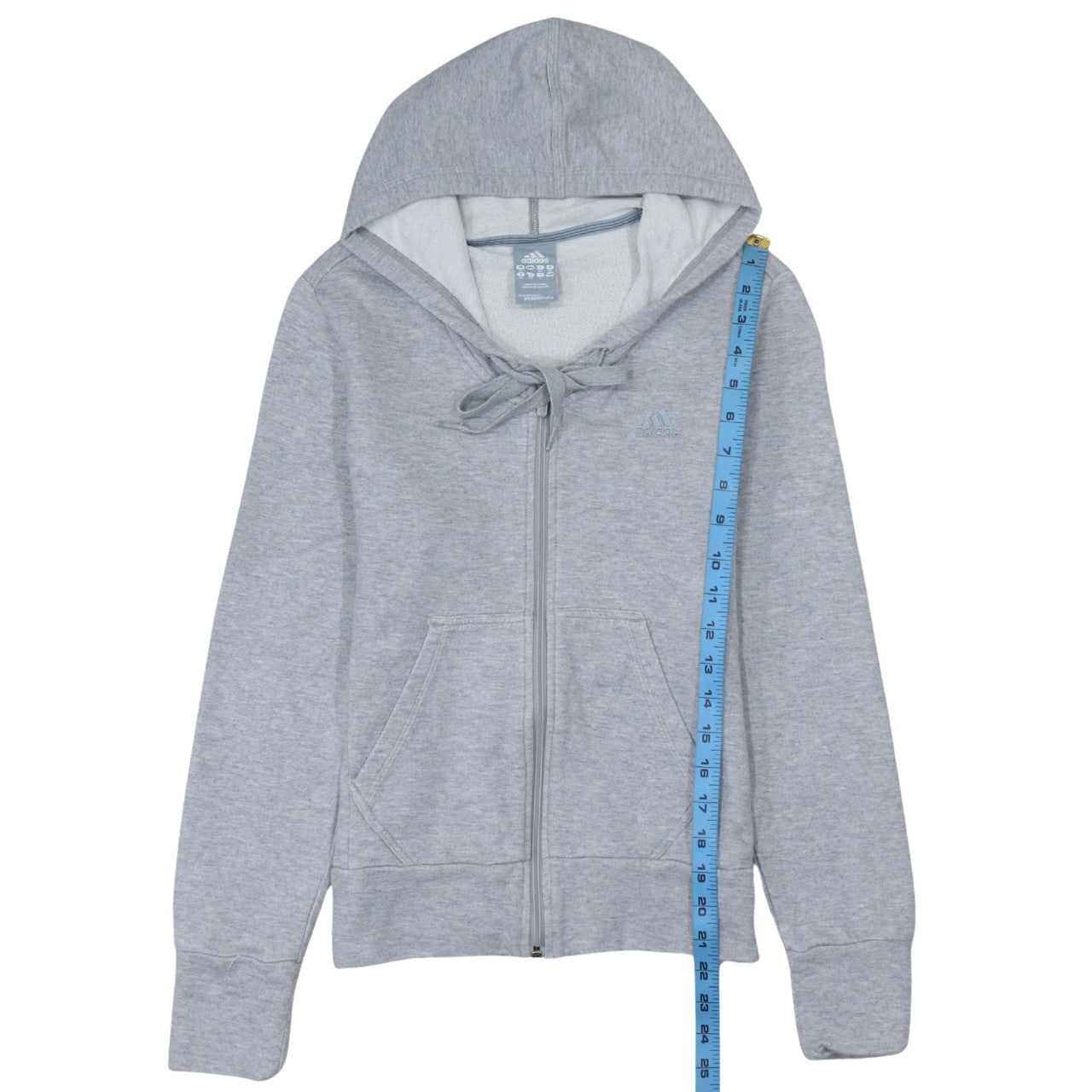 Adidas Women Grey Full Zip Hoodie Size 12 Essentials Cotton