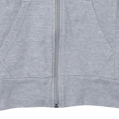 Adidas Women Grey Full Zip Hoodie Size 12 Essentials Cotton