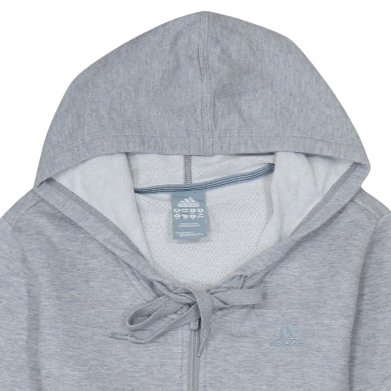 Adidas Women Grey Full Zip Hoodie Size 12 Essentials Cotton