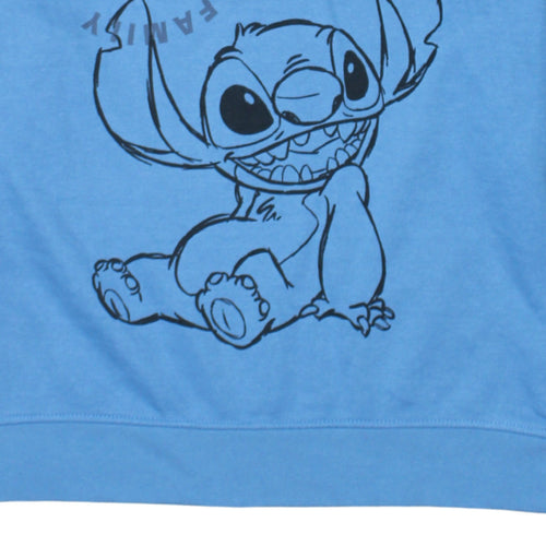 Disney Women Blue Stitch Crew Neck Pullover Sweatshirt XS