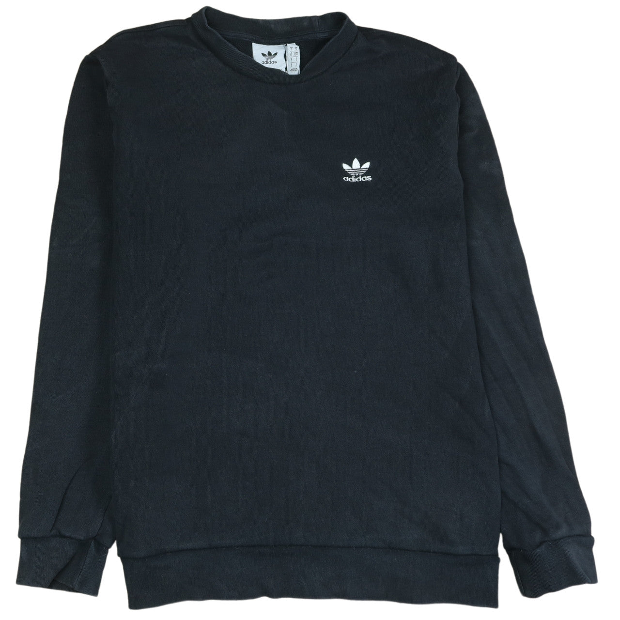 Adidas Mens Black Small Crew Neck Pullover Sweatshirt Logo Sportswear
