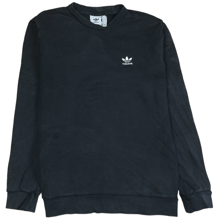 Adidas Mens Black Small Crew Neck Pullover Sweatshirt Logo Sportswear