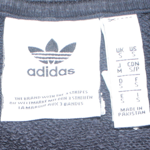 Adidas Mens Black Small Crew Neck Pullover Sweatshirt Logo Sportswear