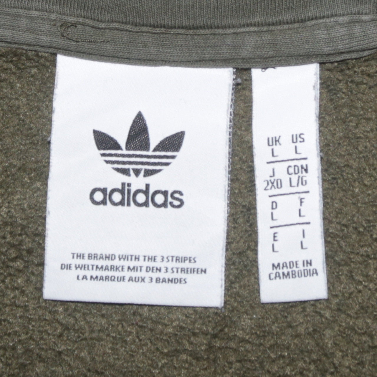 Adidas Mens Green Full Zip Hoodie Size L Logo Hooded Sweatshirt