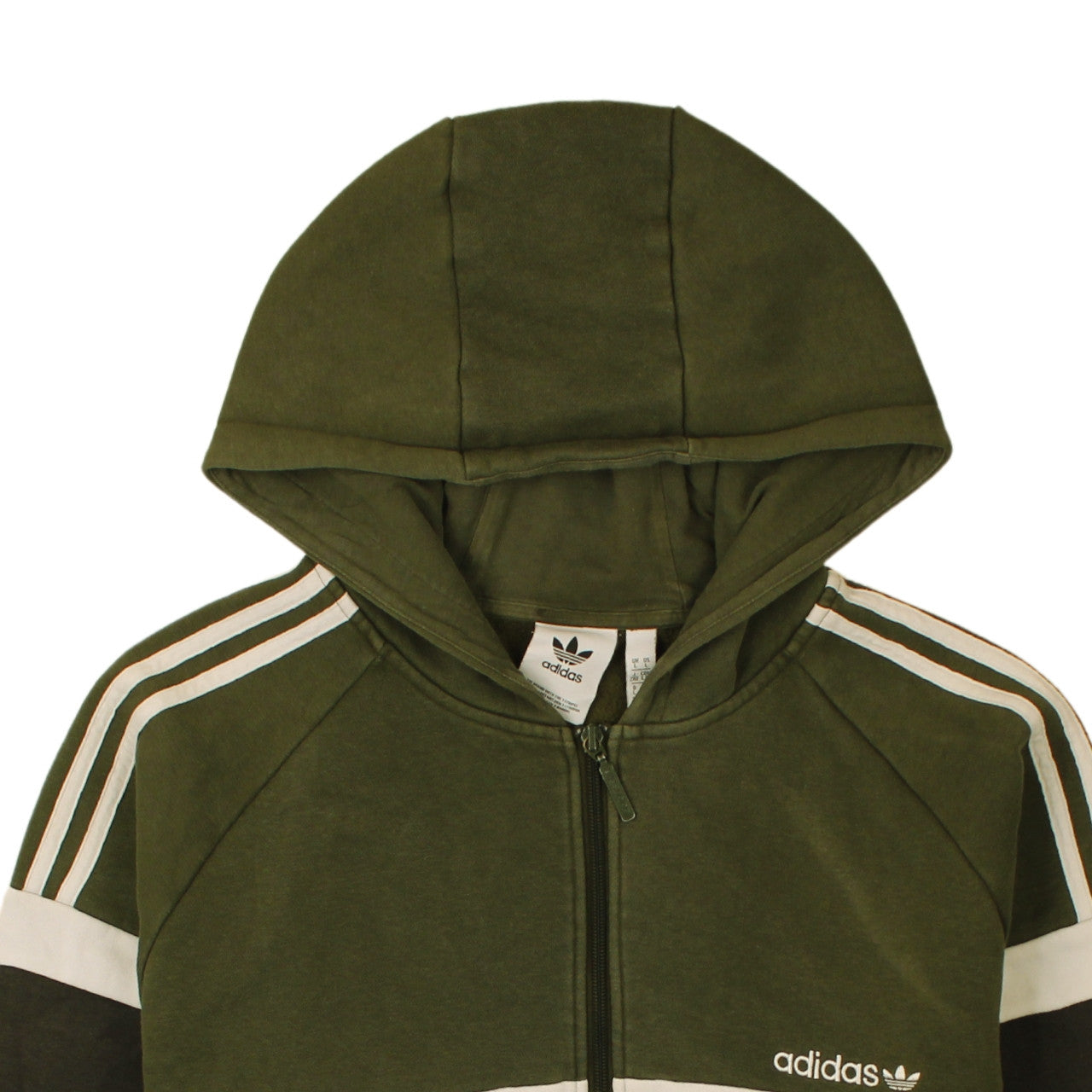 Adidas Mens Green Full Zip Hoodie Size L Logo Hooded Sweatshirt