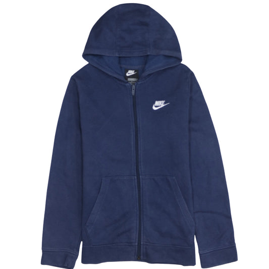 Nike Boys Blue Full Zip Hoodie L 147-158cm Logo Lightweight Casual