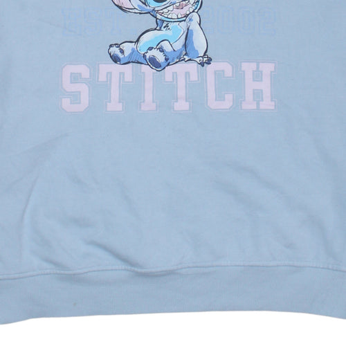 Disney Primark Women Blue Stitch Sweatshirt M Graphic Pullover