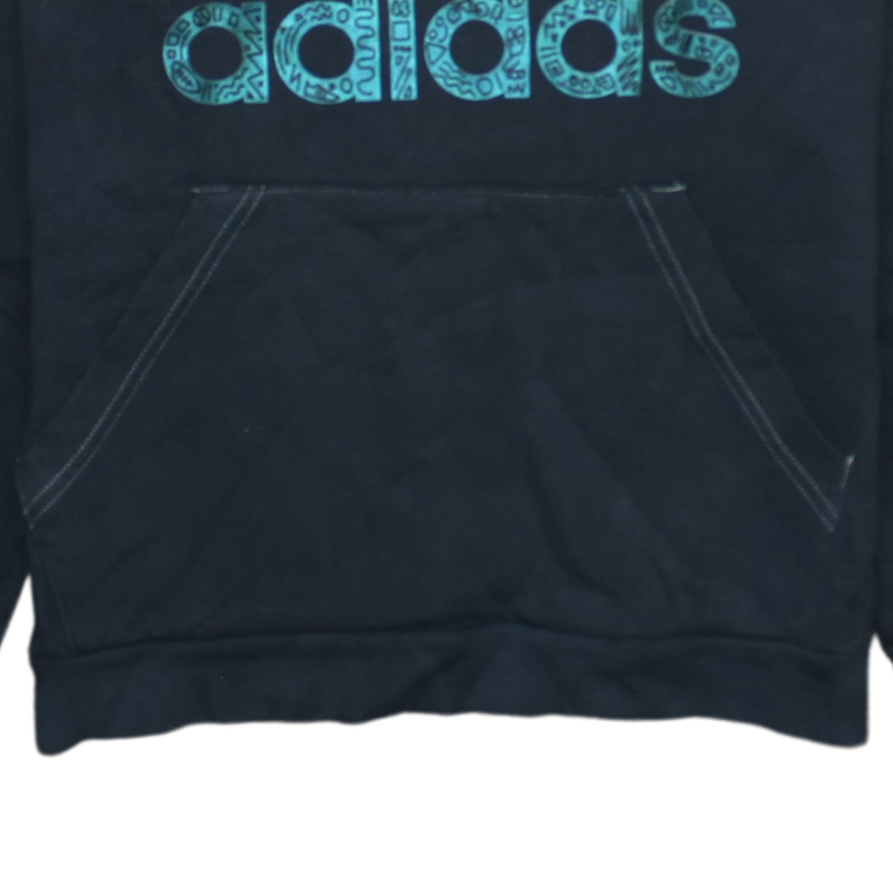 Adidas Womens Black Pullover Hoodie Size 10 Logo Graphic Cotton Blend