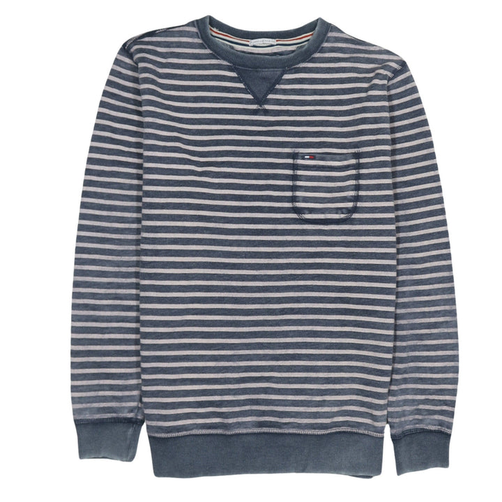 Hilfiger Denim Men's Blue Striped Crew Neck Pullover Sweatshirt M