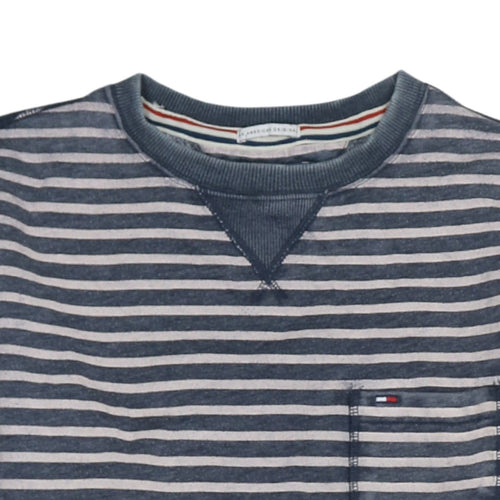 Hilfiger Denim Men's Blue Striped Crew Neck Pullover Sweatshirt M