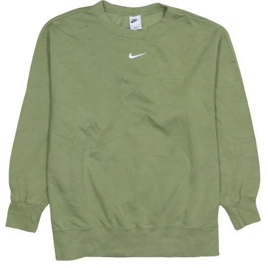 Nike Women Green 1X Crew Neck Pullover Sweatshirt Cotton Blend
