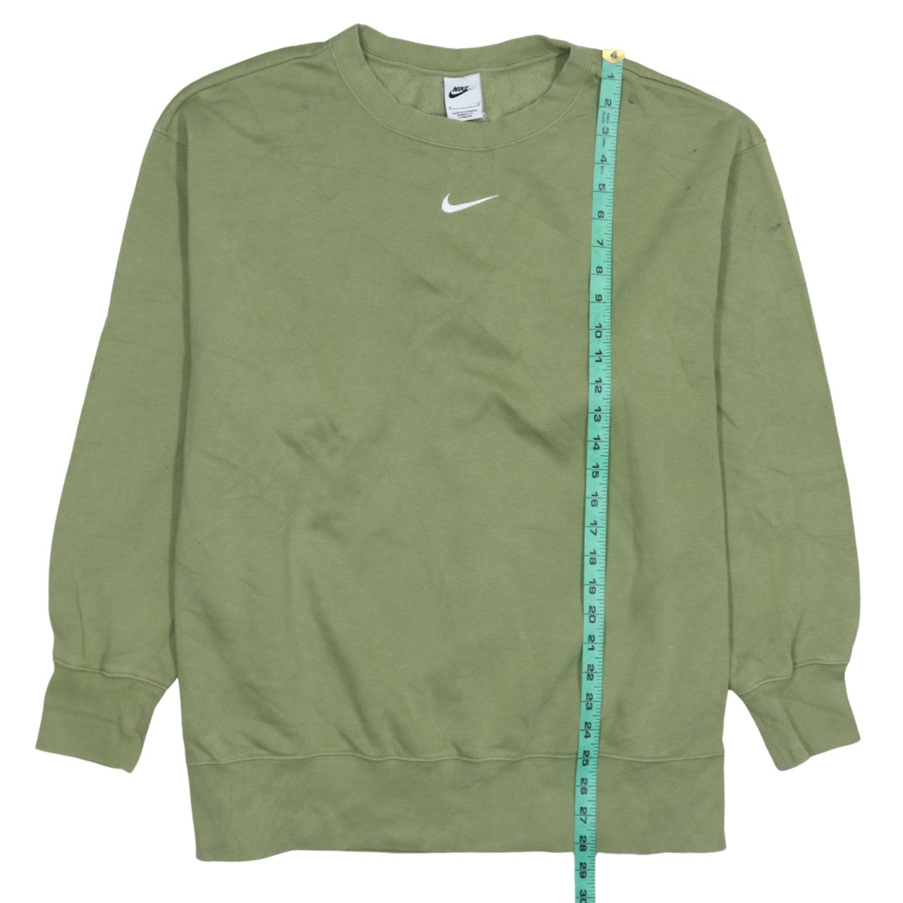 Nike Women Green 1X Crew Neck Pullover Sweatshirt Cotton Blend