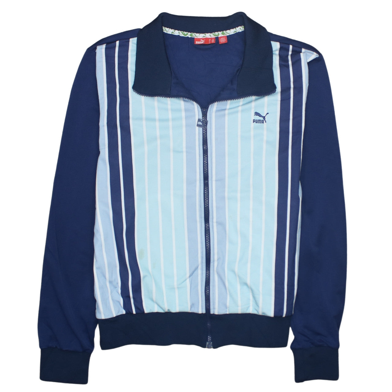 Puma Men's Blue Striped Full Zip Sweatshirt Jacket Size M