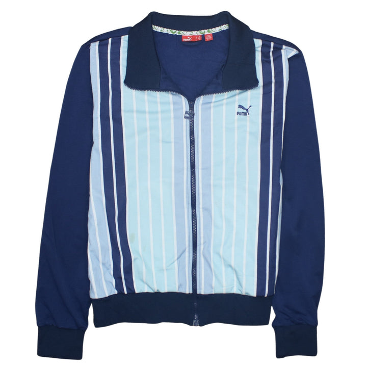 Puma Men's Blue Striped Full Zip Sweatshirt Jacket Size M