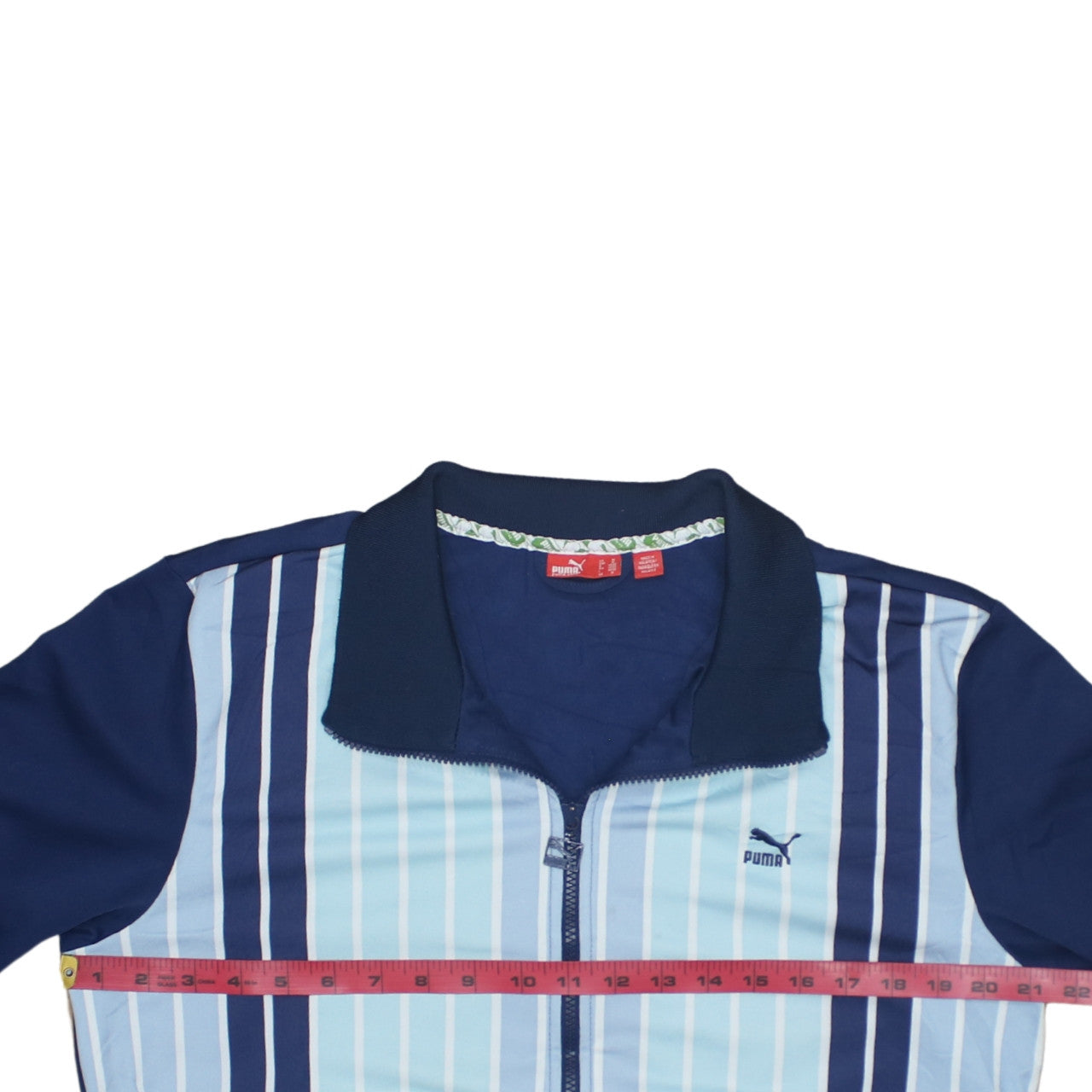 Puma Men's Blue Striped Full Zip Sweatshirt Jacket Size M