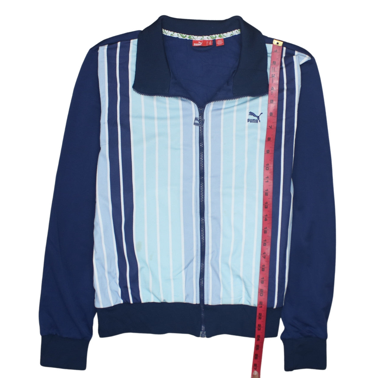 Puma Men's Blue Striped Full Zip Sweatshirt Jacket Size M
