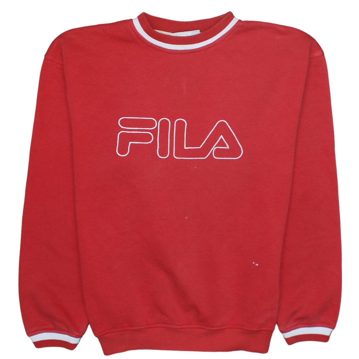 FILA Mens Red Crew Neck Logo Sweatshirt Size S Vintage Sports Pullover