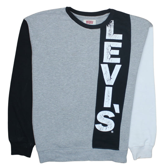 Levi's Boys Grey Colourblock Sweatshirt 16 Years Crew Neck Logo Print