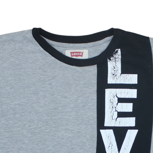 Levi's Boys Grey Colourblock Sweatshirt 16 Years Crew Neck Logo Print