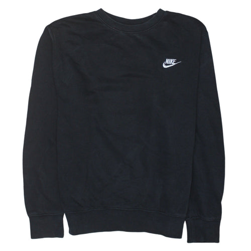 Nike Men Black Crew Neck Cotton Fleece Pullover Sweatshirt M