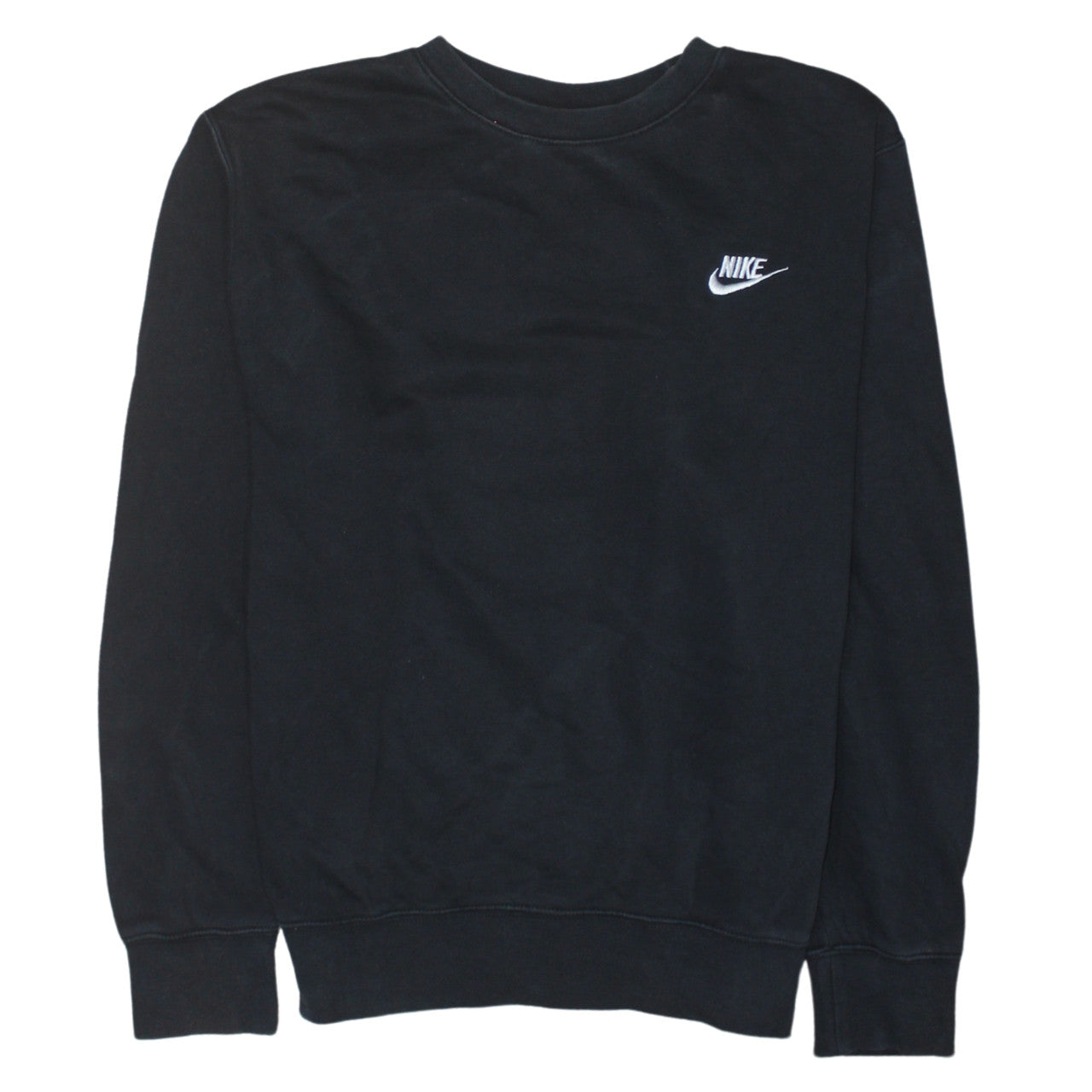 Nike Men Black Crew Neck Cotton Fleece Pullover Sweatshirt M