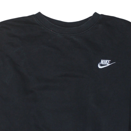 Nike Men Black Crew Neck Cotton Fleece Pullover Sweatshirt M
