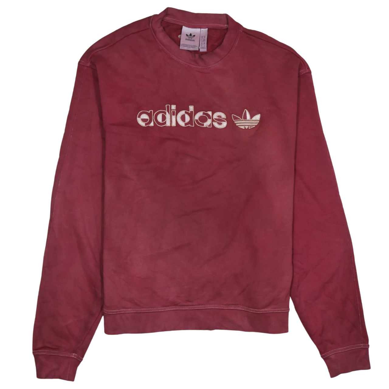 Adidas Mens Red Medium Sweatshirt Crew Neck Pullover Logo Sportswear