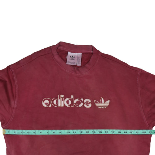 Adidas Mens Red Medium Sweatshirt Crew Neck Pullover Logo Sportswear
