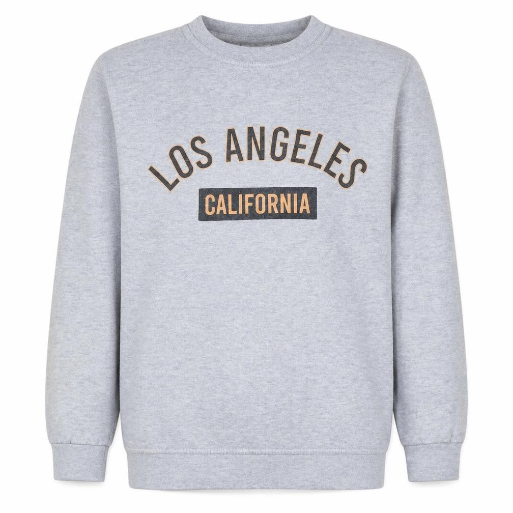 Front view of Uneek men’s grey los angeles california pullover sweatshirt m