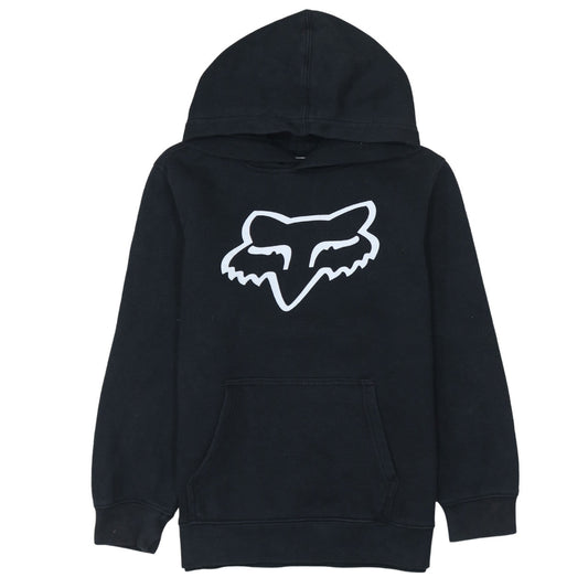 Fox Boys Black Pullover Hoodie Size L Cotton Blend Logo Design