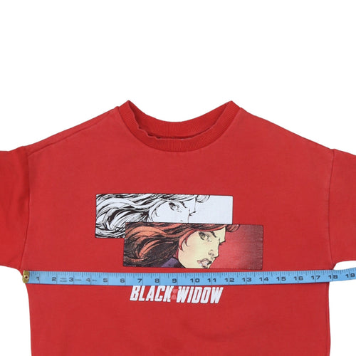 Primark Marvel Black Widow Red Sweatshirt Women 2XS Crew Neck Pullover