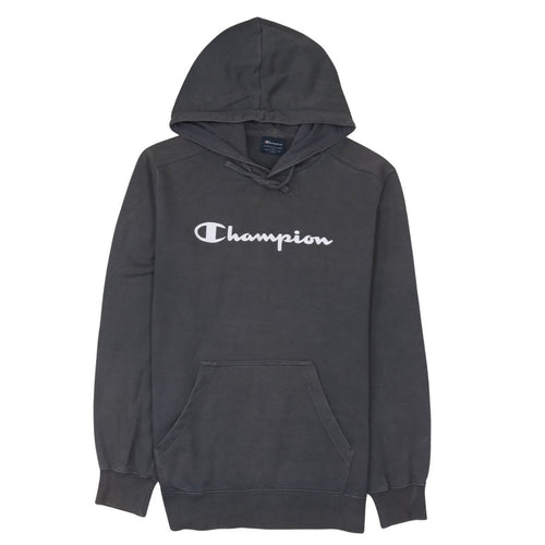 Champion Men's Grey Pullover Hoodie L Logo Sportswear Sweatshirt